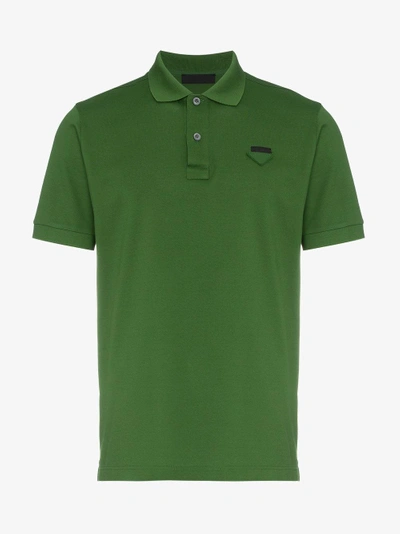 Shop Prada Green Short Sleeved Polo Shirt