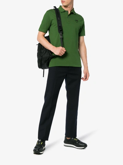 Shop Prada Green Short Sleeved Polo Shirt
