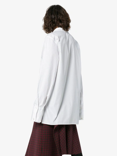 Shop Delada Oversized Double Button Cotton Long Sleeve Shirt In White