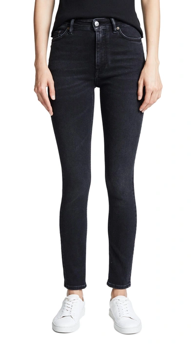 Shop Acne Studios Peg Jeans In Used Black