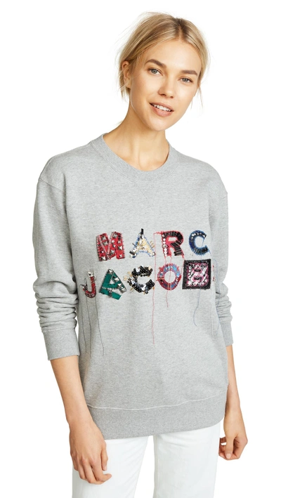 Shop Marc Jacobs Lux Embellished Sweatshirt In Grey Melange