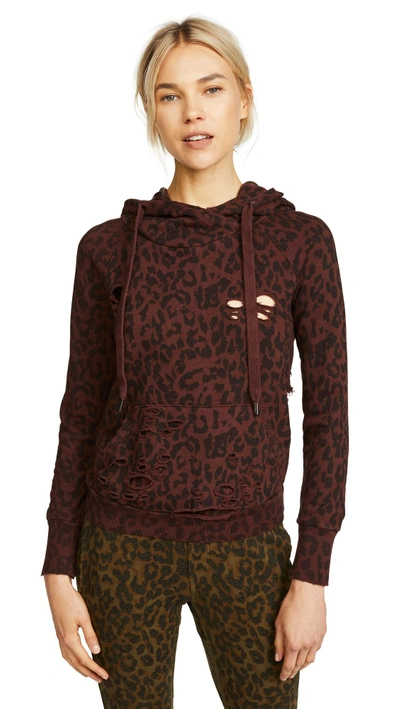 Shop Nsf Lisse Hooded Sweatshirt In Royal Red Leopard