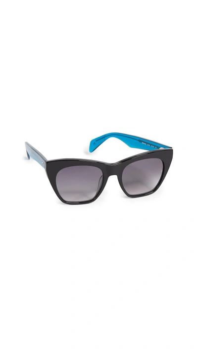 Shop Rag & Bone Thick Cat Eye Sunglasses In Black Blue/dark Grey Gradient