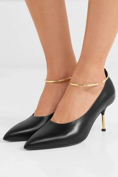 Shop Jil Sander Embellished Leather Pumps In Black