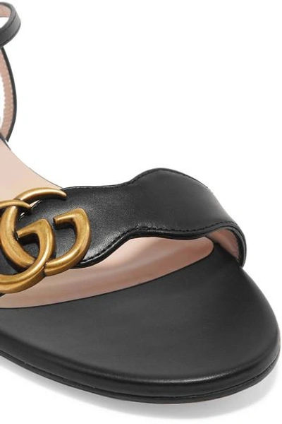 Shop Gucci Marmont Logo-embellished Leather Sandals In Black