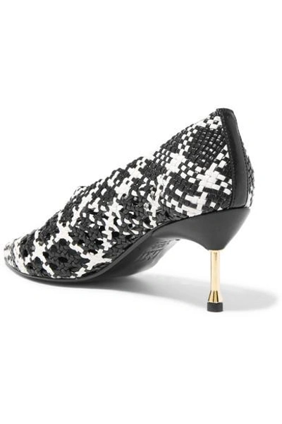 Shop Souliers Martinez Menorca Woven Leather Pumps In Black