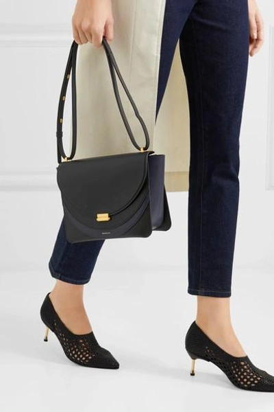 Shop Wandler Luna Color-block Leather Shoulder Bag In Midnight Blue