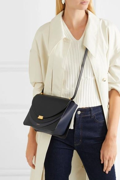 Shop Wandler Luna Color-block Leather Shoulder Bag In Midnight Blue