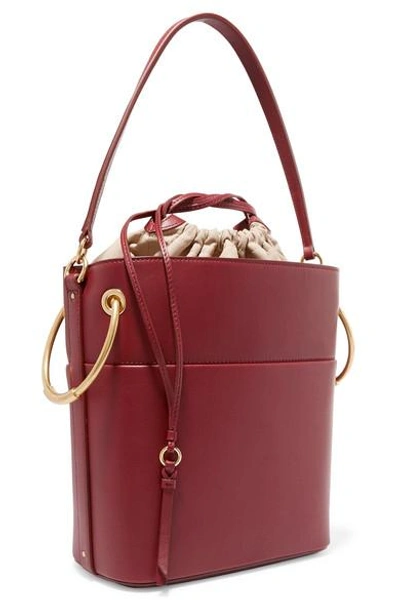 Shop Chloé Roy Medium Leather Bucket Bag In Burgundy