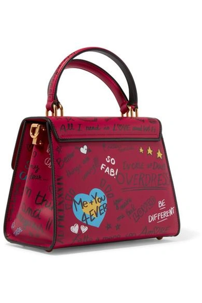 Shop Dolce & Gabbana Welcome Medium Printed Leather Tote In Red