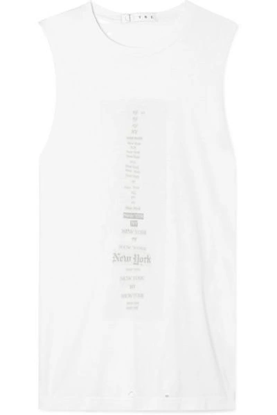 Shop Tre Disssed Printed Cotton-jersey Tank In White