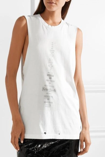 Shop Tre Disssed Printed Cotton-jersey Tank In White