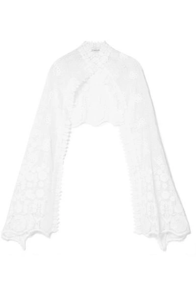Shop Miguelina Evie Crocheted Cotton Wrap In White