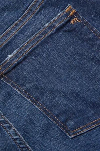 Shop Madewell The Slim Distressed High-rise Jeans In Dark Denim
