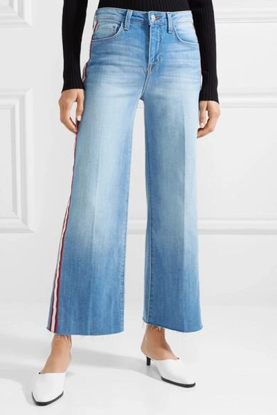 Shop L Agence Danica Striped High-rise Wide-leg Jeans In Mid Denim