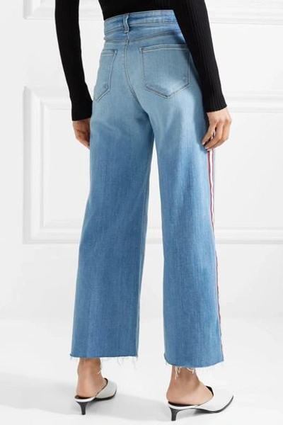 Shop L Agence Danica Striped High-rise Wide-leg Jeans In Mid Denim
