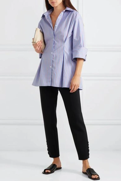 Shop Totême Striped Cotton-poplin Shirt In Blue