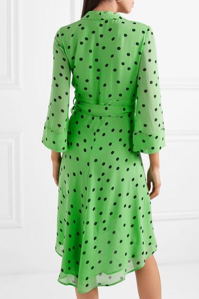 ganni green polka dot dress