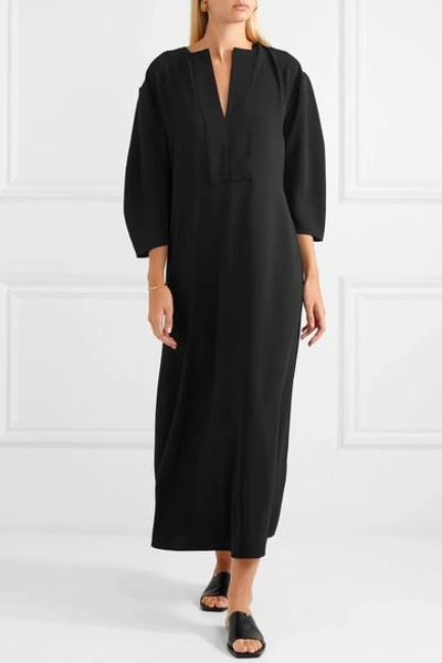 Shop Totême Avola Oversized Twill Maxi Dress In Black