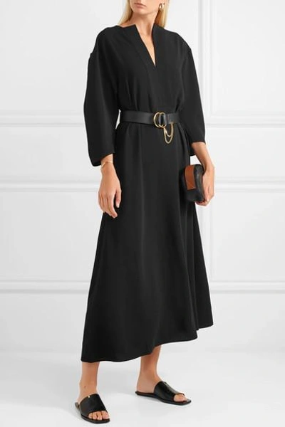 Shop Totême Avola Oversized Twill Maxi Dress In Black