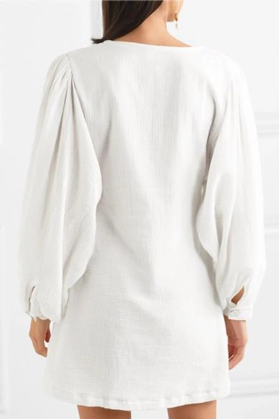 Shop She Made Me Kali Crinkled-cotton Mini Dress In White