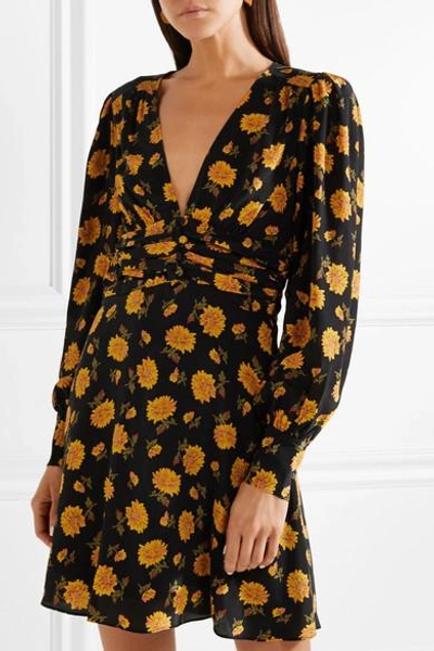 Shop Veronica Beard Marion Floral-print Silk Crepe De Chine Mini Dress In Black