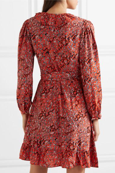 maje leopard wrap dress