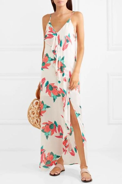 Shop Vix Bluebell Nicole Printed Voile Maxi Dress In White