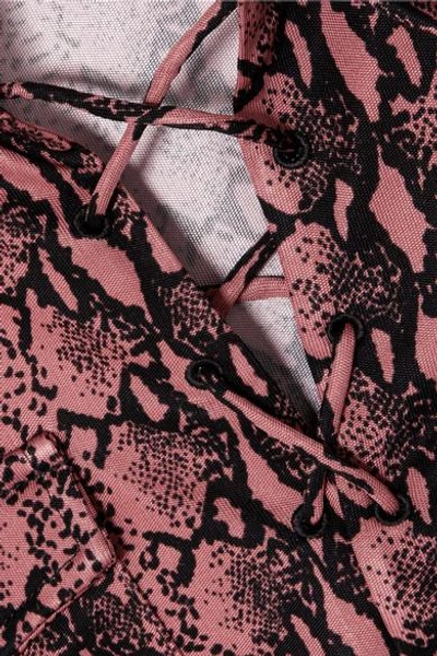 Shop Alexa Chung Snake-print Satin-jersey Top In Pink