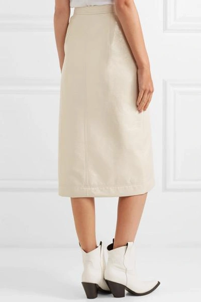 Shop Alexa Chung Faux Patent-leather Pencil Skirt In Cream