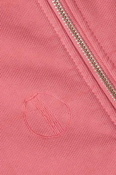 Shop Tre Zip-embellished Cotton-jersey Hoodie In Pink