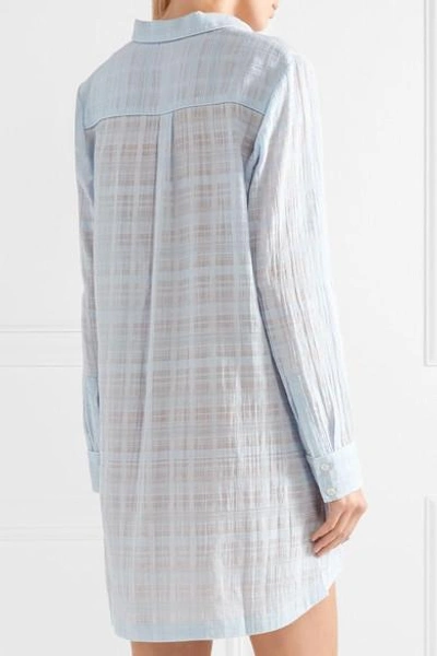 Shop Skin Dinah Textured Cotton-gauze Nightdress In Light Blue
