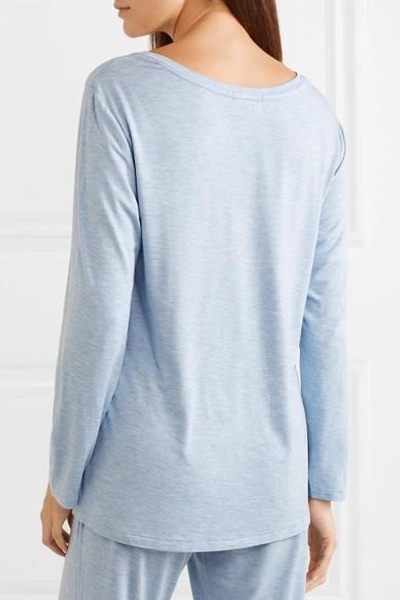 Shop Skin Helene Stretch-jersey Pajama Top In Light Blue