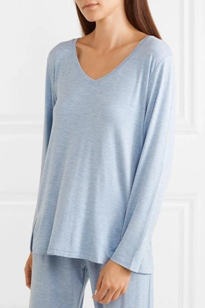 Shop Skin Helene Stretch-jersey Pajama Top In Light Blue