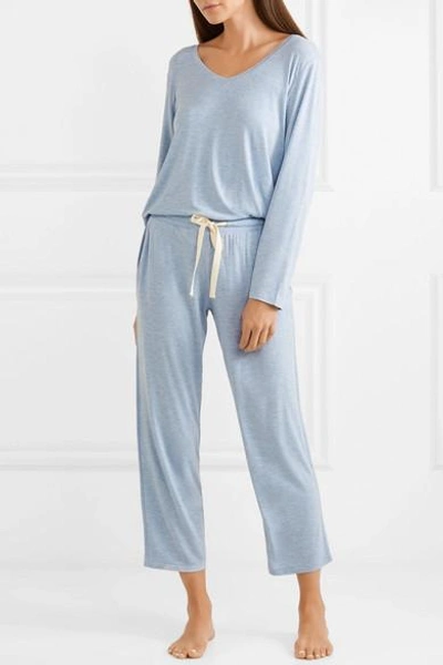 Shop Skin Hudson Stretch-jersey Pajama Pants In Light Blue