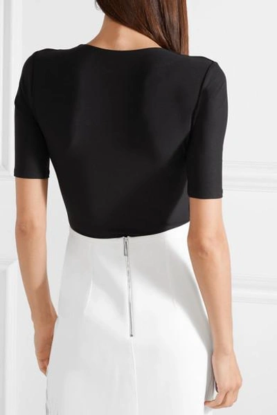 Shop Alix Ludlow Stretch-jersey Thong Bodysuit In Black
