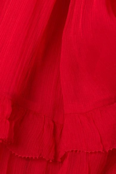 Lee Mathews Eliza Tiered Silk-crepon Maxi Dress In Red
