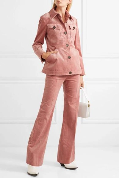 Shop Alexa Chung Cotton-blend Corduroy Jacket In Pink