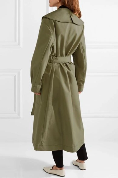 Shop Joseph Damon Oversized Cotton-garbardine Trench Coat In Army Green