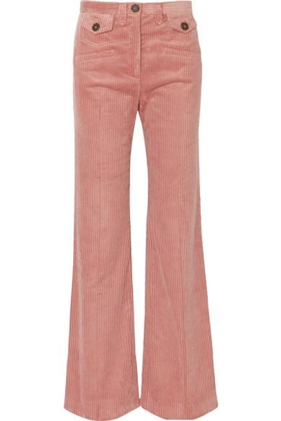 Shop Alexa Chung Cotton-blend Corduroy Bootcut Pants In Pink