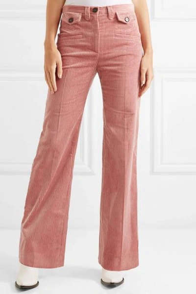 Shop Alexa Chung Cotton-blend Corduroy Bootcut Pants In Pink