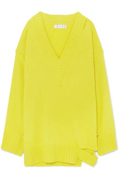 Shop Tre Kirsten Oversized Cutout Cashmere Sweater In Bright Yellow