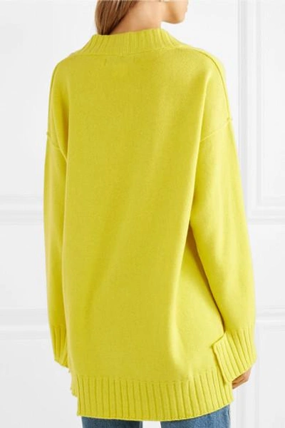 Shop Tre Kirsten Oversized Cutout Cashmere Sweater In Bright Yellow