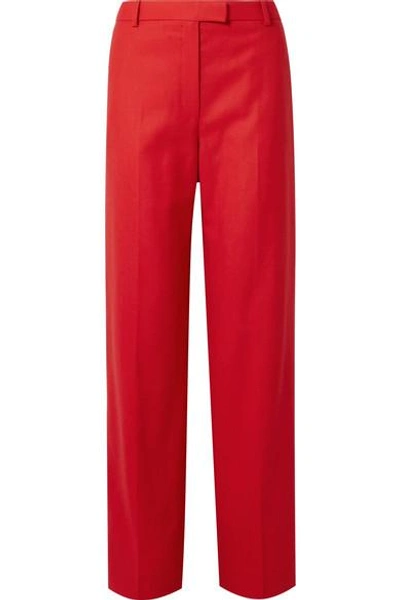 Shop The Row Lada Grain De Poudre Wool Straight-leg Pants In Red