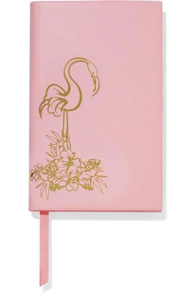 Shop Smythson Panama Flamingo Textured-leather Notebook In Pastel Pink