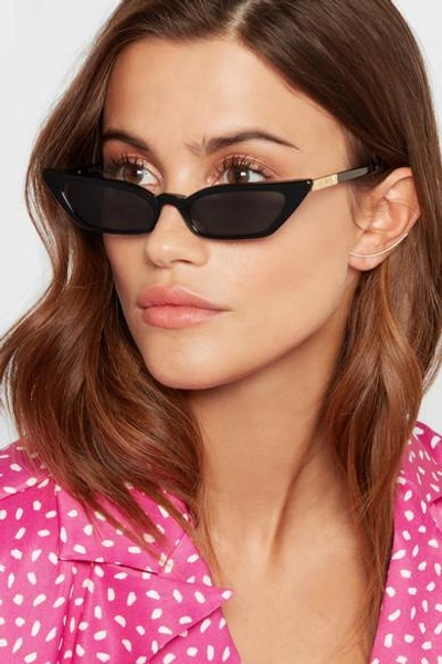 Shop Poppy Lissiman Le Skinny Cat-eye Acetate Sunglasses In Black
