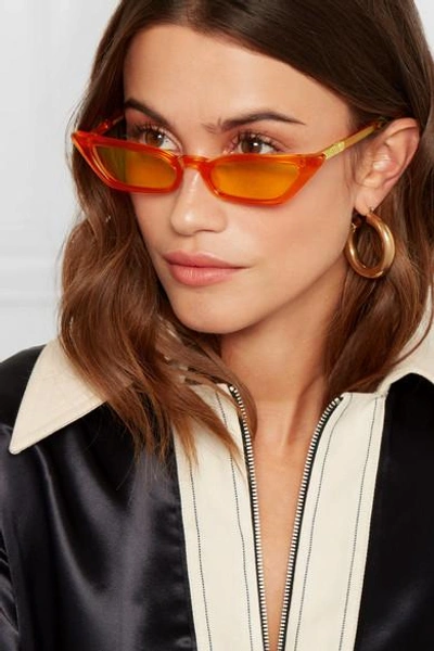 Shop Poppy Lissiman Le Skinny Cat-eye Acetate Sunglasses In Orange