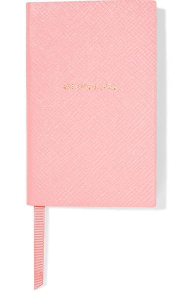Shop Smythson Wafer Nofilter Textured-leather Notebook In Pastel Pink