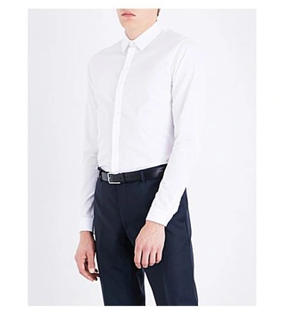 Shop Sandro Slim-fit Cotton Shirt In Blanc