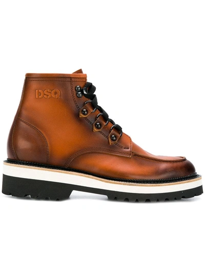 Shop Dsquared2 Lace-up Platform Ankle Boots - Brown